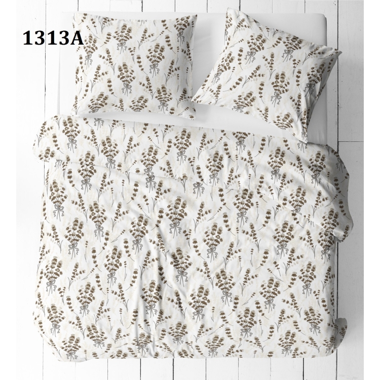 Pościel z Kory Lilia Wytrzymała- brązowe bukieciki 1313A